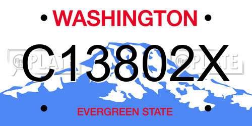 C13802X Washington License Plate