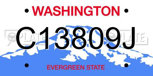 C13809J Washington License Plate