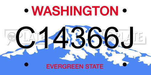 C14366J Washington License Plate
