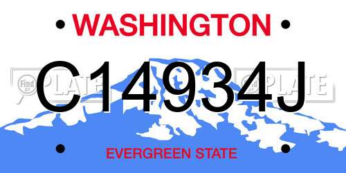C14934J Washington License Plate