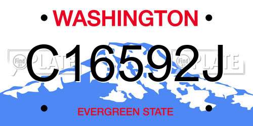 C16592J Washington License Plate