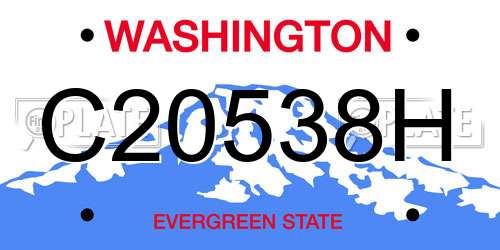 C20538H Washington License Plate