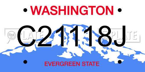C21118J Washington License Plate