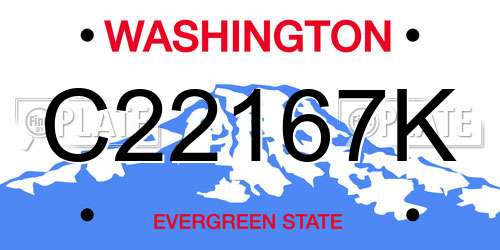 C22167K Washington License Plate