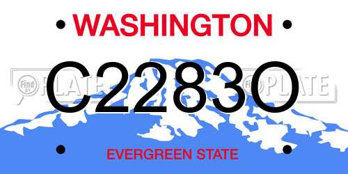 C2283O Washington License Plate
