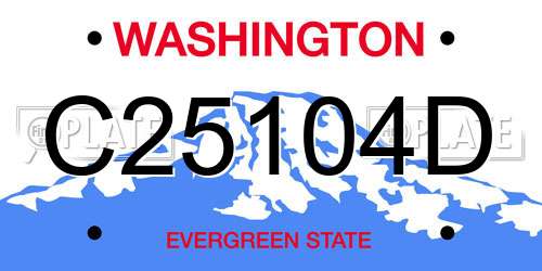 C25104D Washington License Plate