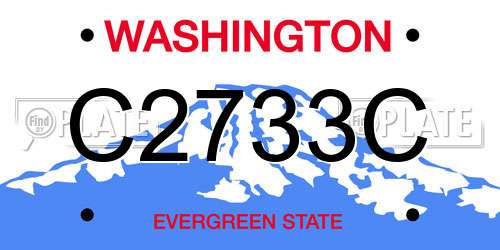 C2733C Washington License Plate