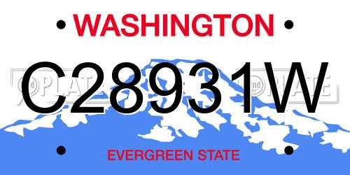 C28931W Washington License Plate
