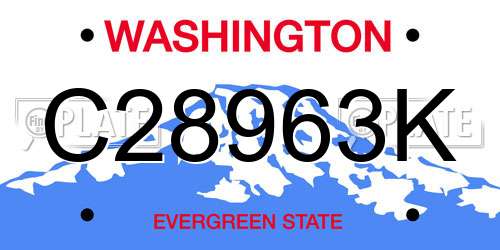 C28963K Washington License Plate