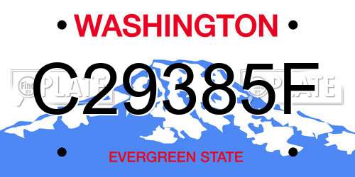 C29385F Washington License Plate