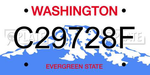 C29728F Washington License Plate