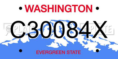 C30084X Washington License Plate