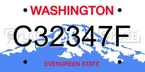 C32347F Washington License Plate