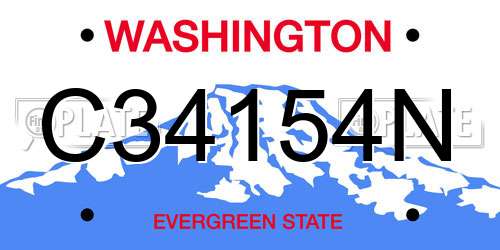 C34154N Washington License Plate