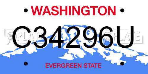 C34296U Washington License Plate