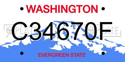 C34670F Washington License Plate