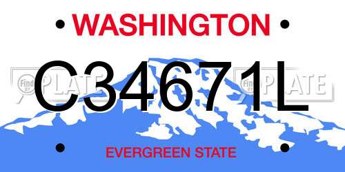 C34671L Washington License Plate