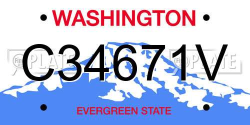 C34671V Washington License Plate