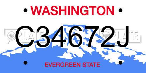 C34672J Washington License Plate