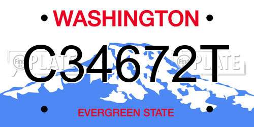 C34672T Washington License Plate