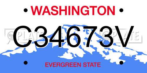 C34673V Washington License Plate