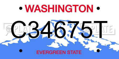 C34675T Washington License Plate