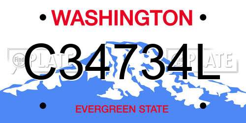 C34734L Washington License Plate