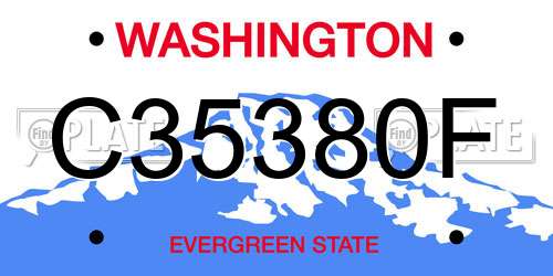 C35380F Washington License Plate