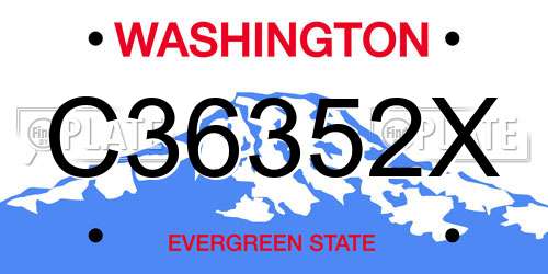 C36352X Washington License Plate