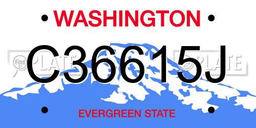 C36615J Washington License Plate
