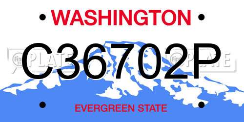 C36702P Washington License Plate