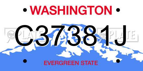 C37381J Washington License Plate