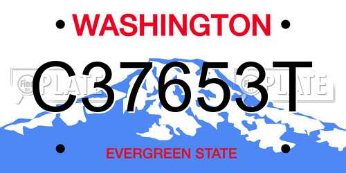 C37653T Washington License Plate