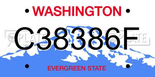 C38386F Washington License Plate