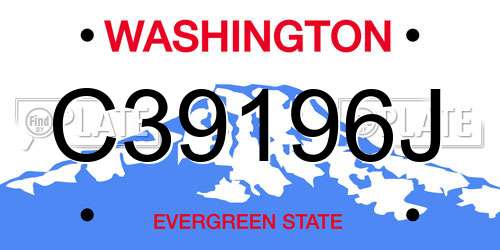 C39196J Washington License Plate