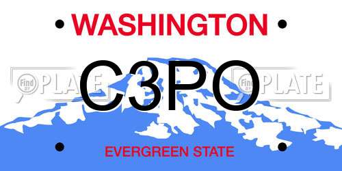 C3PO Washington License Plate
