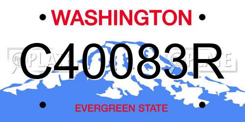 C40083R Washington License Plate