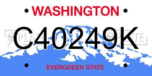 C40249K Washington License Plate