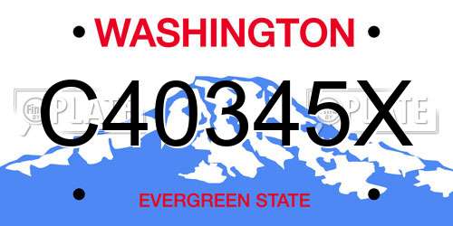 C40345X Washington License Plate