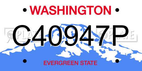 C40947P Washington License Plate