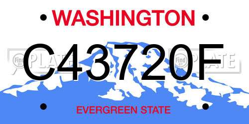 C43720F Washington License Plate
