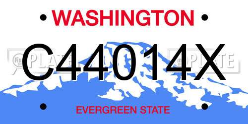 C44014X Washington License Plate