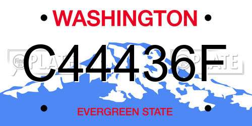 C44436F Washington License Plate