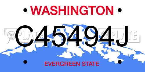 C45494J Washington License Plate