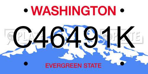 C46491K Washington License Plate