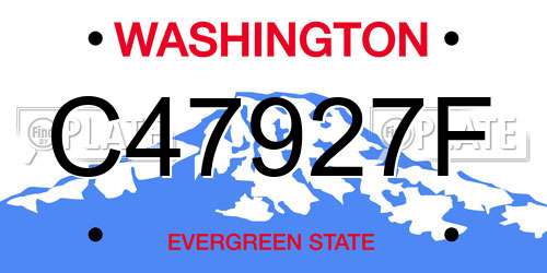 C47927F Washington License Plate