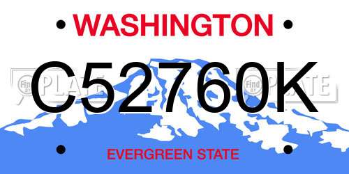 C52760K Washington License Plate