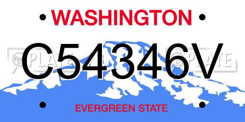 C54346V Washington License Plate