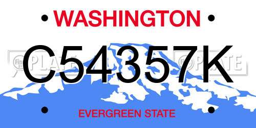 C54357K Washington License Plate