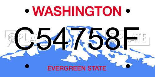 C54758F Washington License Plate